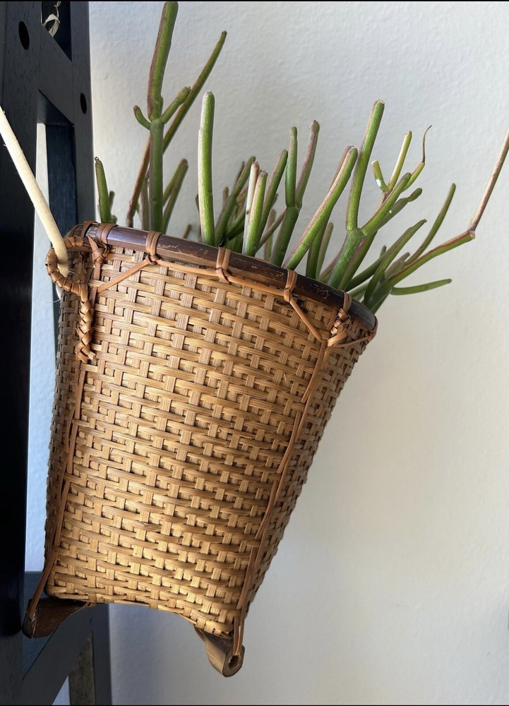 New Medium Size Bamboo Hobo Hanging Basket