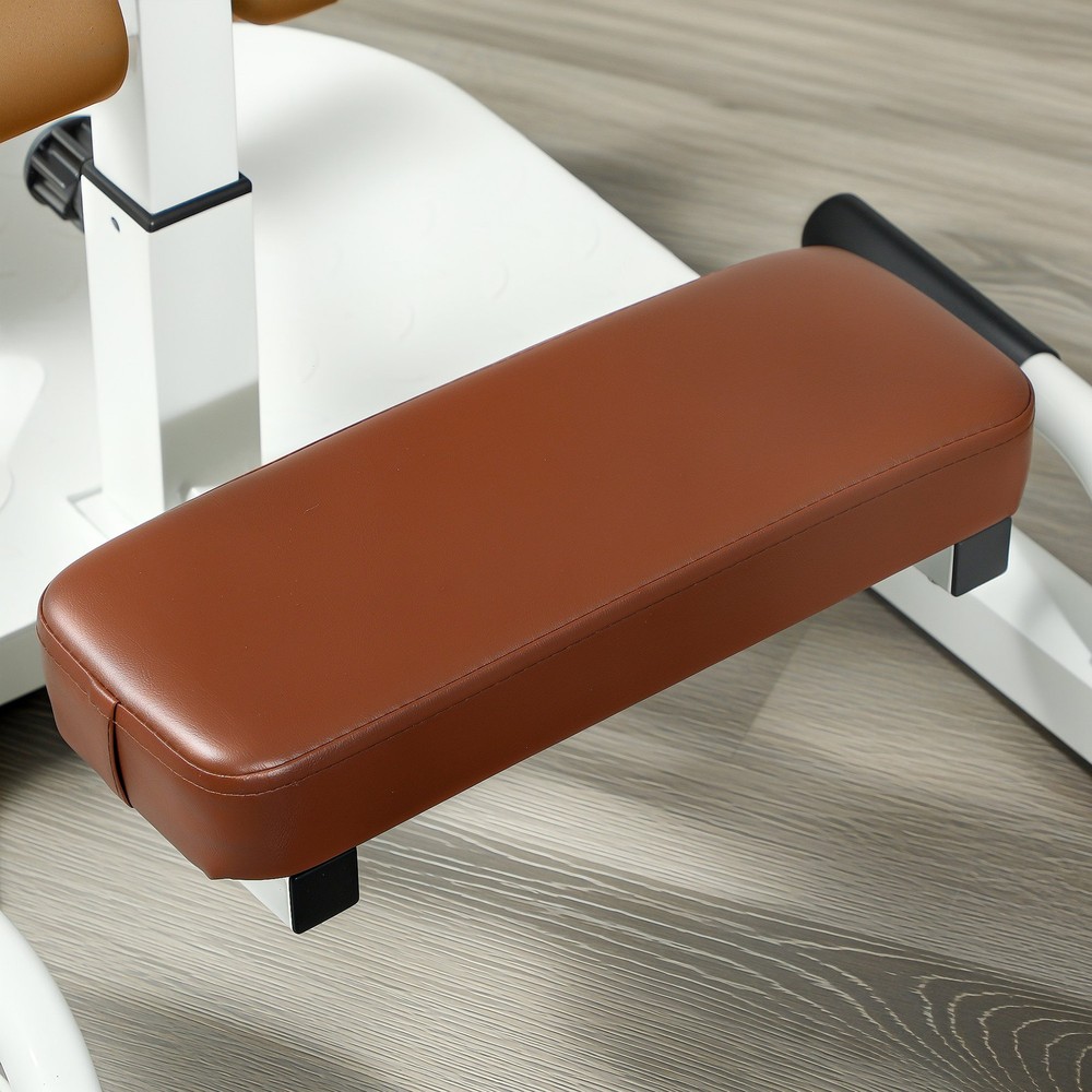 Sissy Squat Machine Hip Thrust Machine with Push Up Stand, White