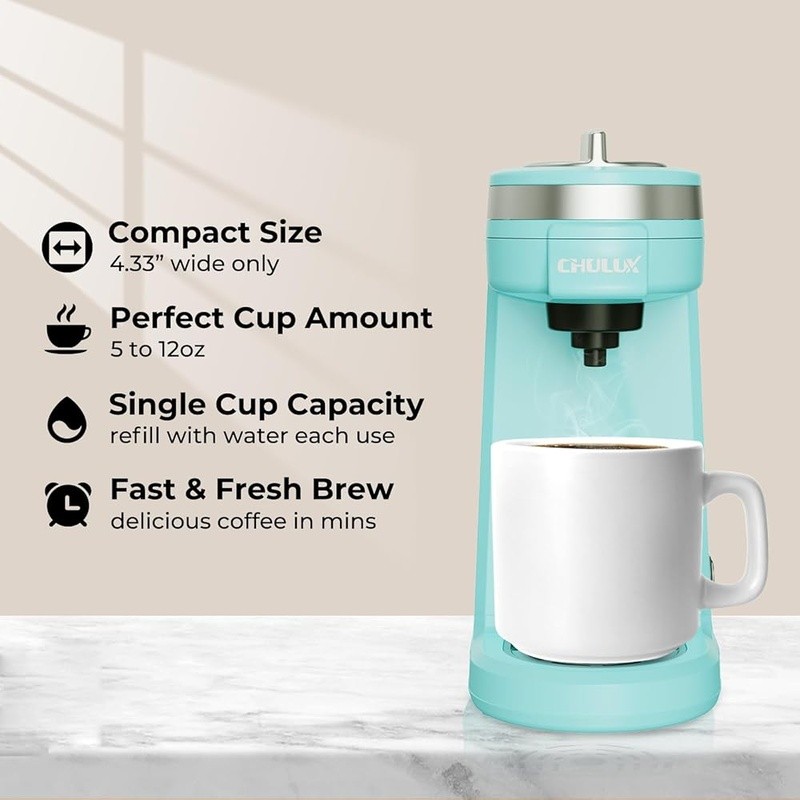 Single Cup Coffee Maker Compatible W/ K-Cups Compact Portable Fast Brewing New
