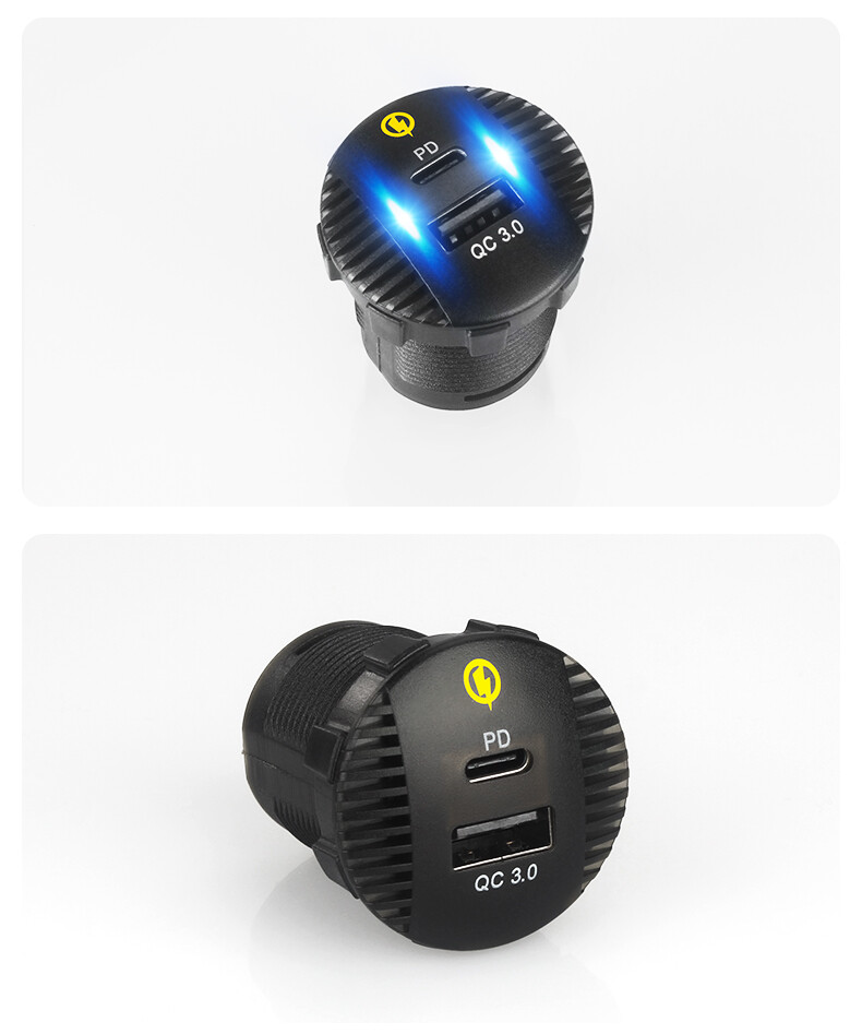 Car Fast Charging PD USB Type C Power Charger Adapter Socket Outlet Dual Port