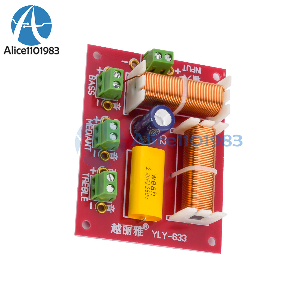 Ajustable Treble Bass Frequency Divider 3 Way Speaker Audio Crossover Filter