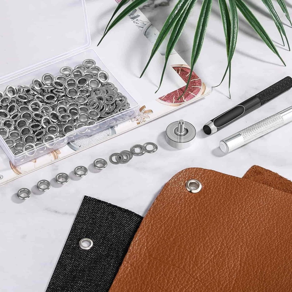 120 Sets Grommet Tool Kit 1/4 Inch Eyelets with Setting Tools and Storage Box