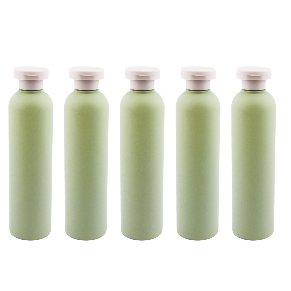 5Pack Refillable Bottle Green Plastic Empty Squeeze Bottles, 260ml Leak Proof...