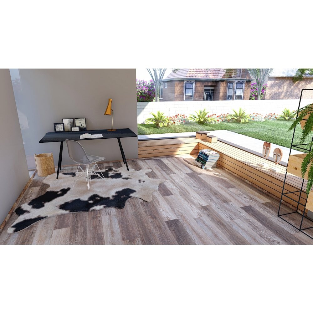 EVA Backing SPC Wood Flooring Planks, Taupe Gray 4mm x 7" x 48" with 20mil...