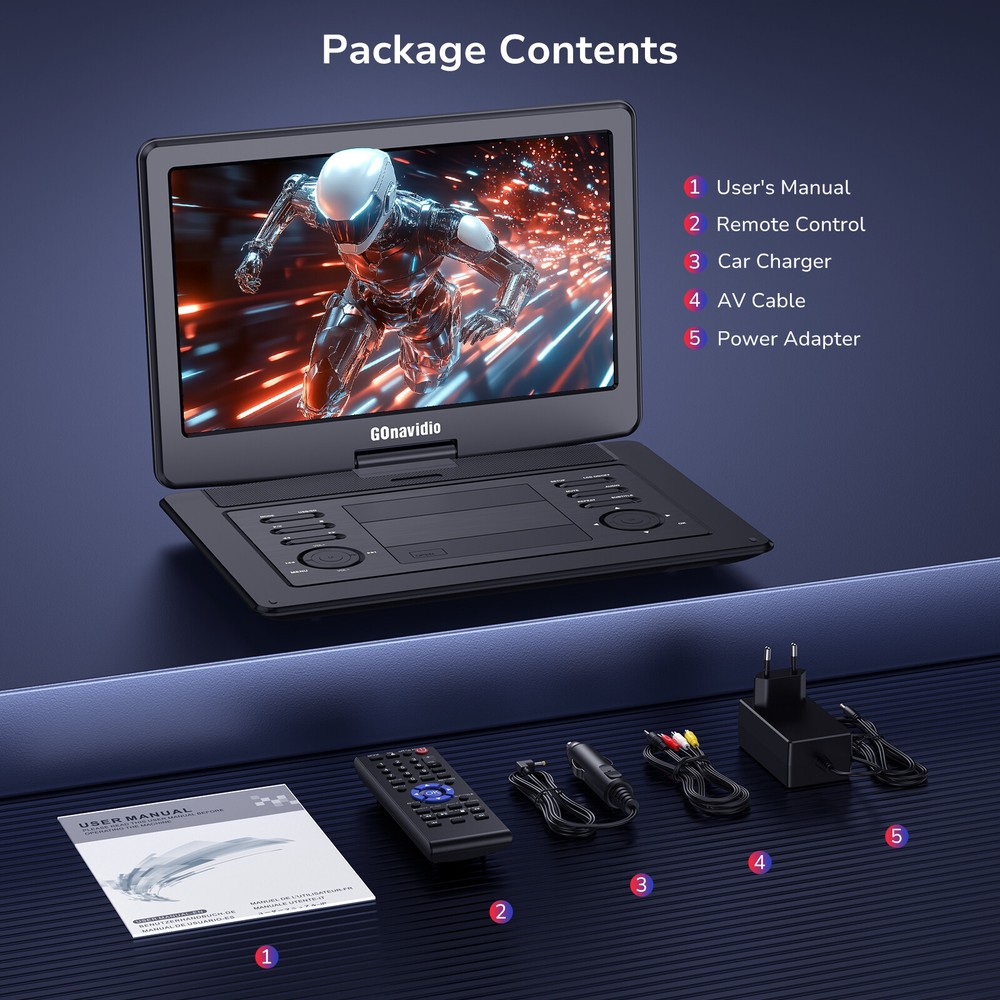 19" Portable DVD Player w/ 16'' Large Screen 6 Hours Sync Screen Last Memory USB