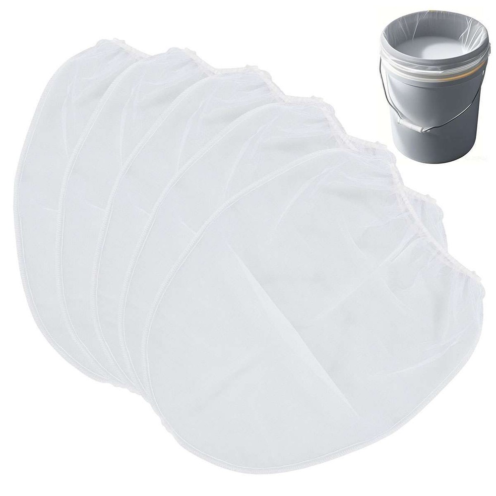 5PCS 5 Gallon Paint Strainer Bag with Elastic Drawstring Top Opening Nylon Mesh