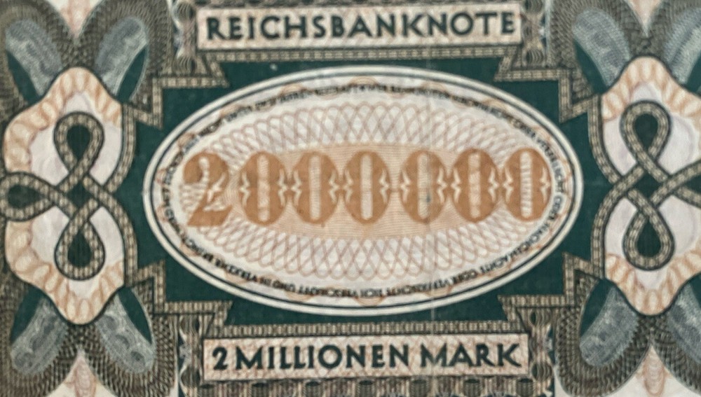 Germany Banknote. 2 Million Mark. Dated 1923. Pick 89. Vintage Note!