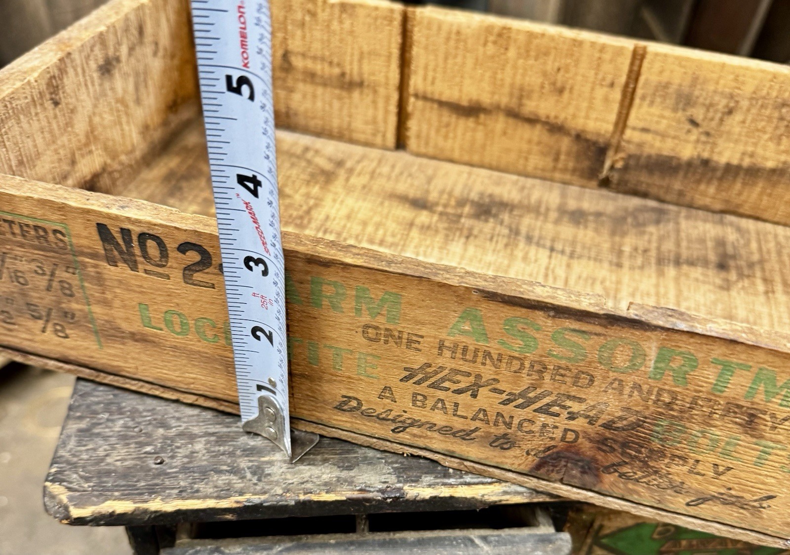 Vintage Lewis Bolt & Nut Company, Farm Assortment Wood Crate Minneapolis Minn