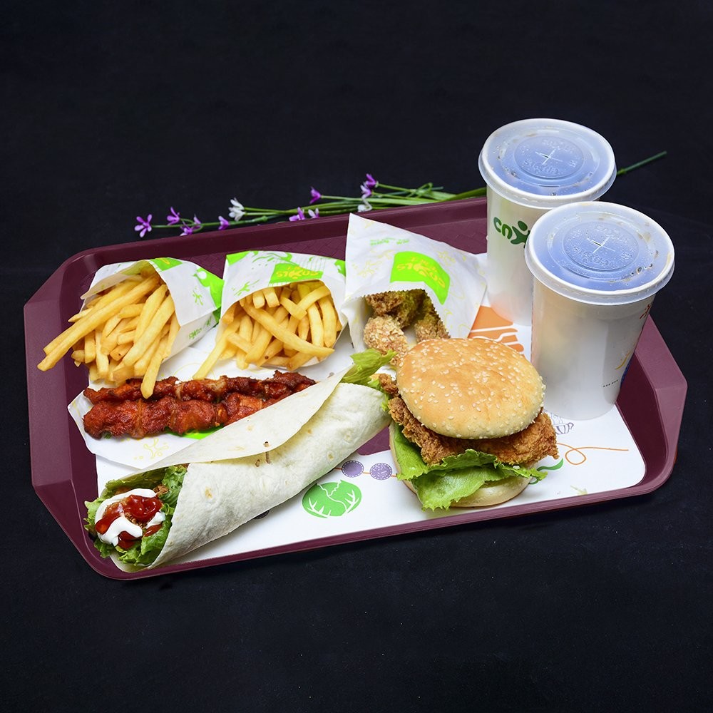 Idotry Plastic Fast Food Serving Trays, 4-Pack Plastic Rectangular Serving Trays