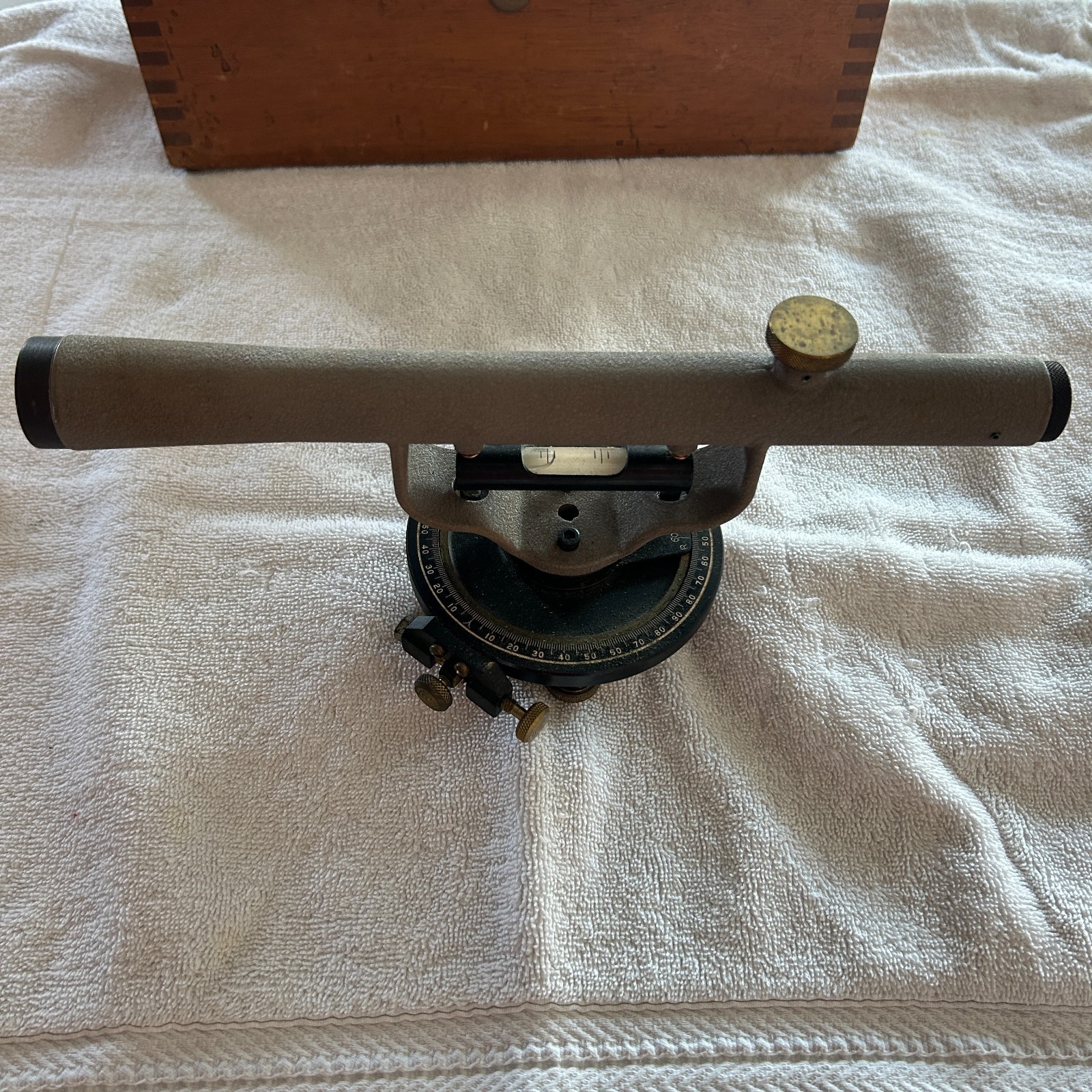 Vintage 1960's USA Craftsman Surveying Transit with Sear Roebuck Wooden Case