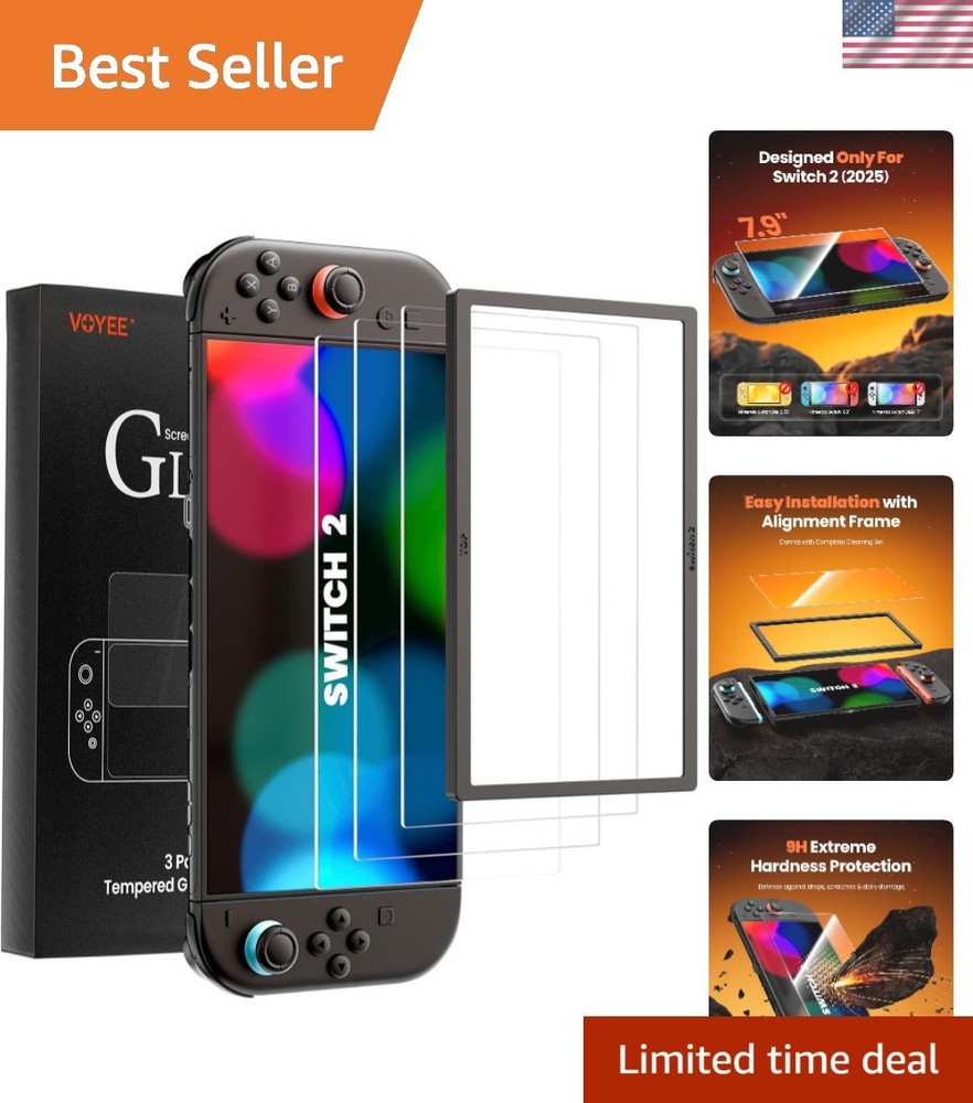 9H Hardness Tempered Glass Screen Protector Set for 2025 Switch 2 - 3 Pack