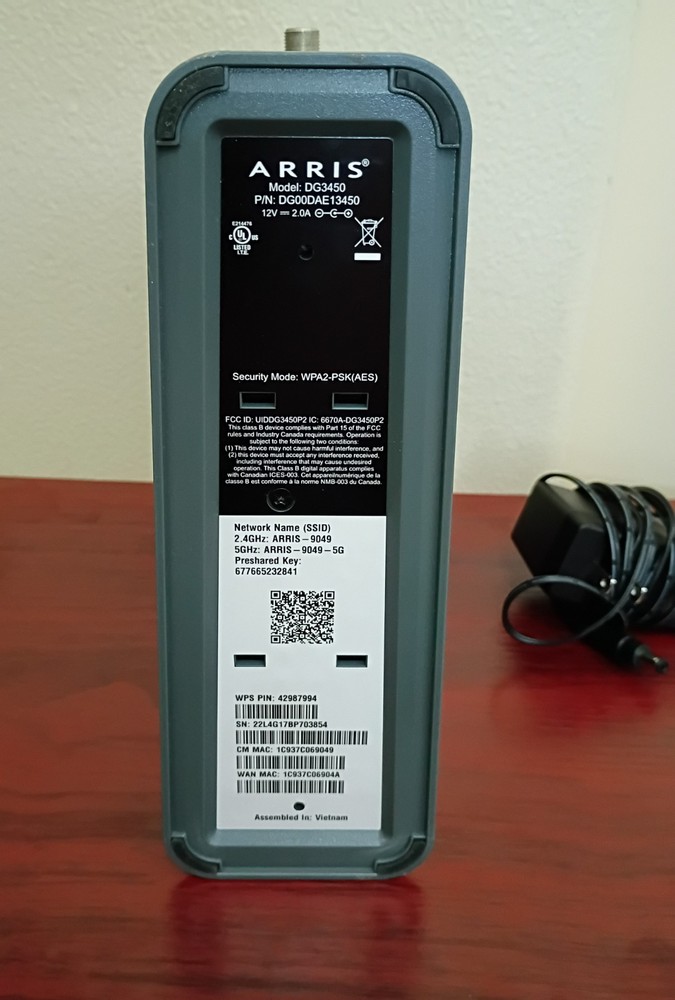 Arris Touchstone DG3450 Cable Modem Wireless Gateway