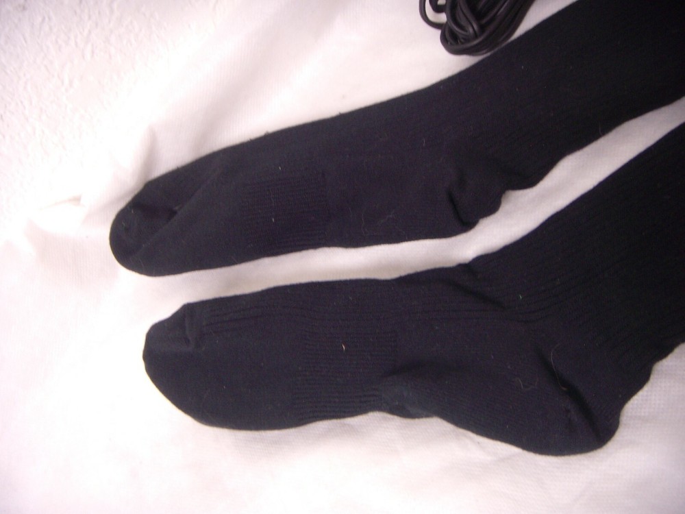BLACK MOTORCYCLE HEATED SOCKS WITH CORDS