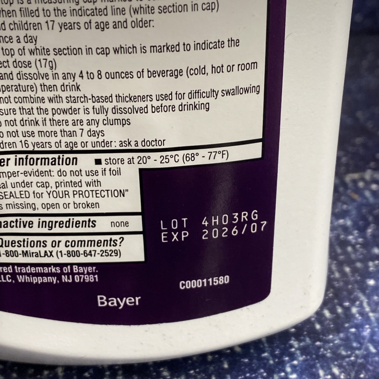 MiraLAX Laxative Powder 45 Days - 26.9 Oz - Value Size - Free Shipping 01-26+