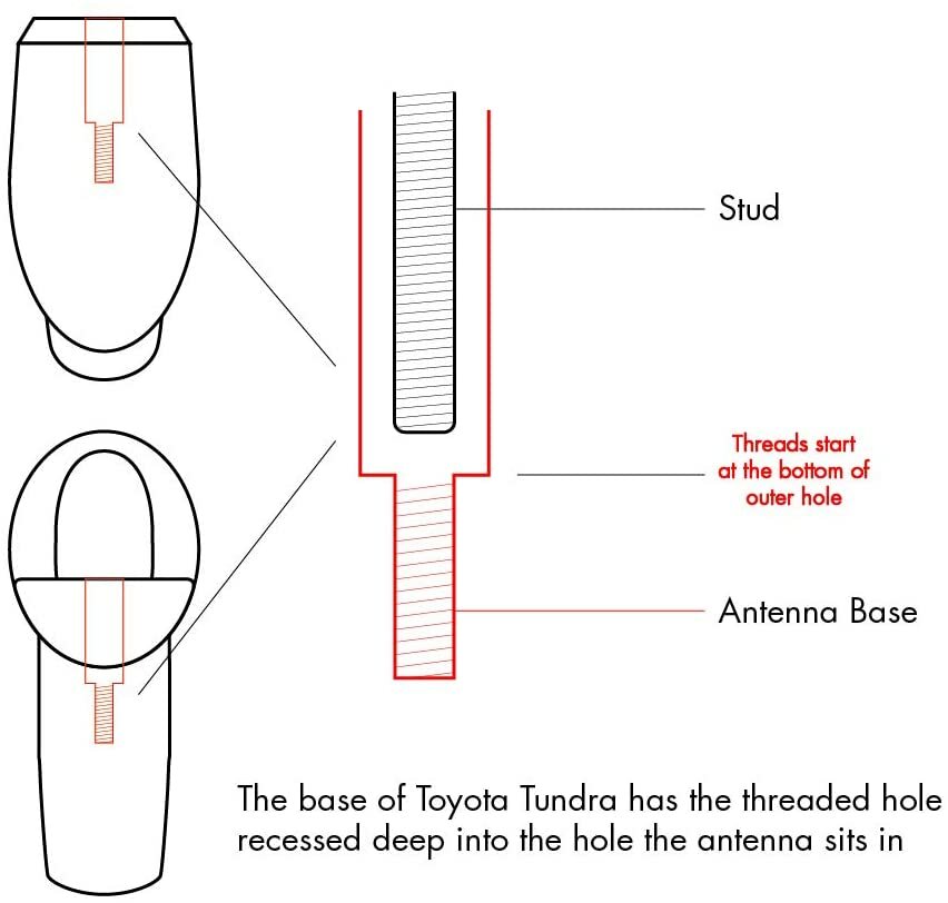 Rydonair 13" Radio Antenna Mast Short Replacement for Toyota Tundra 2014-2022