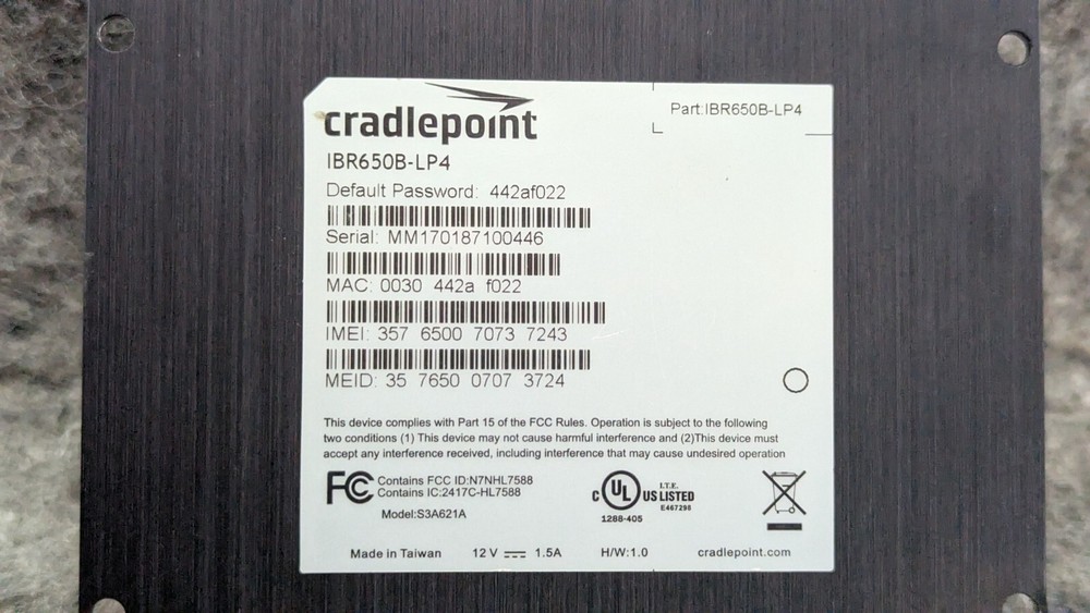 CradlePoint IBR650B-LP4 4G LTE w/ 3G Fallback Router - Untested