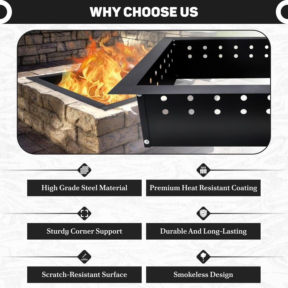 FEBTECH Smokeless Fire Pit Insert 36" OD & 30" ID with Heat Resistant Coating
