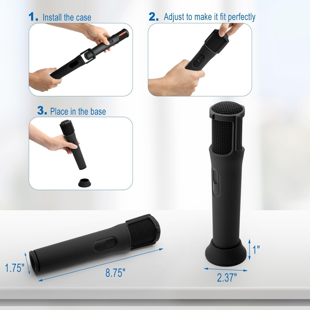 Silicone Case for JBL PartyBox Wireless Microphone 2-Pack Black