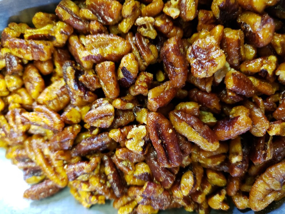 Spicy Candied Pecans, Large Pieces, 5 Pound Box, Kosher Certified