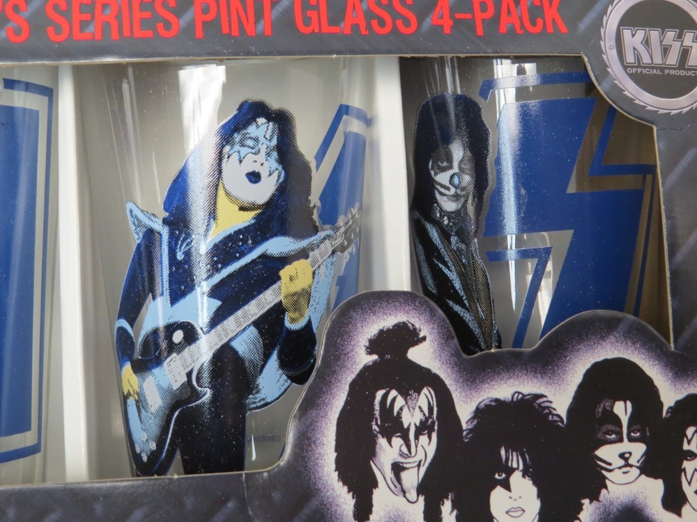 KISS LIVE SHOTS & LOGO PINT GLASSES SET OF 4 NEW IN BOX