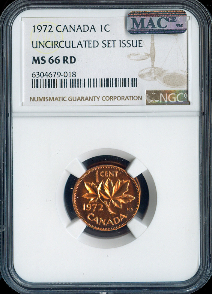 1972 Canada Small Cent 1C NGC MS66 RD MAC  - Quality