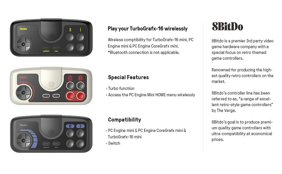 8Bitdo PCE Core 2.4G Wireless Gamepad for PC Engine Mini & Nintendo Switch