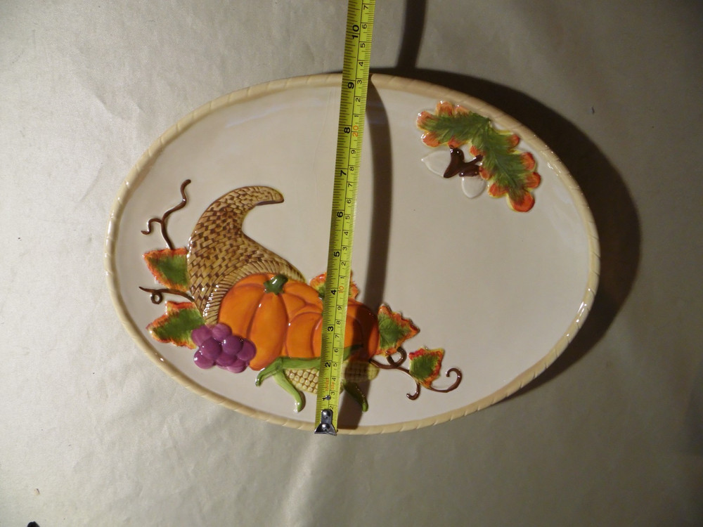 Cornucopia Platter- Pumpkin Fall Themed 12"X9"