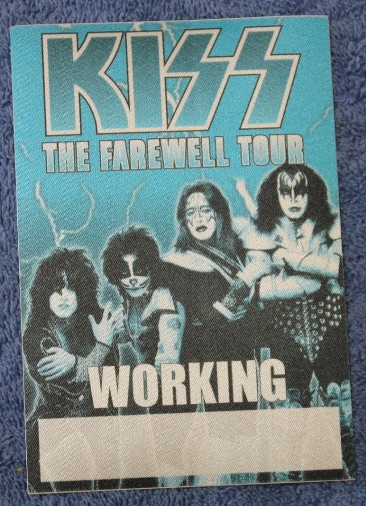 Vintage & Genuine KISS FAREWELL TOUR PERRI Satin Backstage Pass WORKING BLUE