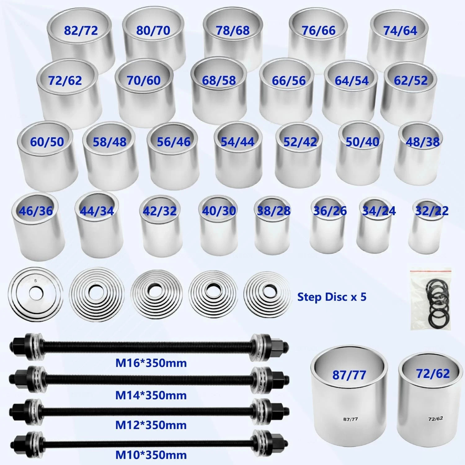 37PCS Universal Pull & Press Sleeve Kit Bearing Bushing Removal Install Tool