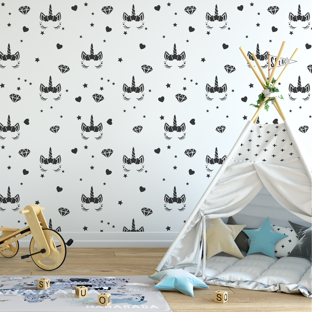Unicorn Face Pattern Wall Stencil - Durable & Reusable Mylar Stencils