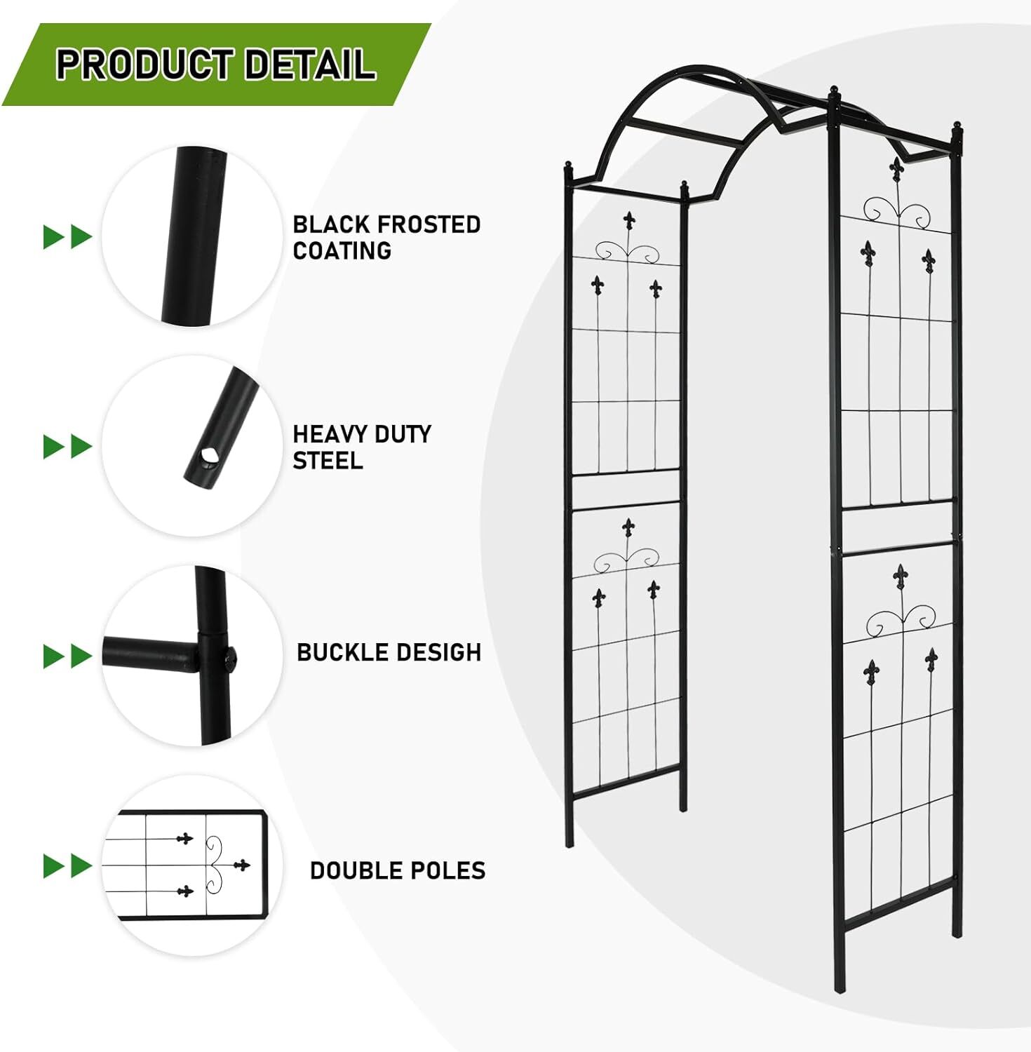 Metal Garden Arch 7.6'' High x 3.7'' Wide Outdoor Garden Lawn Backyard Patio