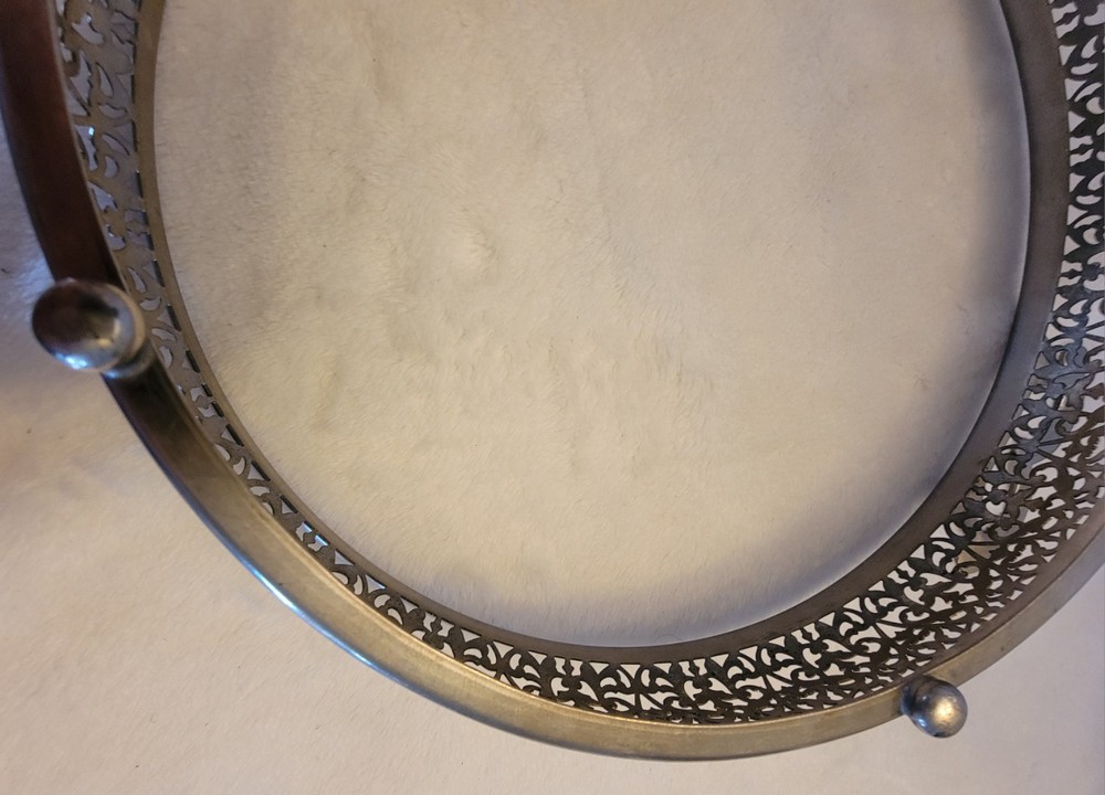 Vintage Royal Rochester Silverplate Serving Cradle w handles & Pyrex Mid-century