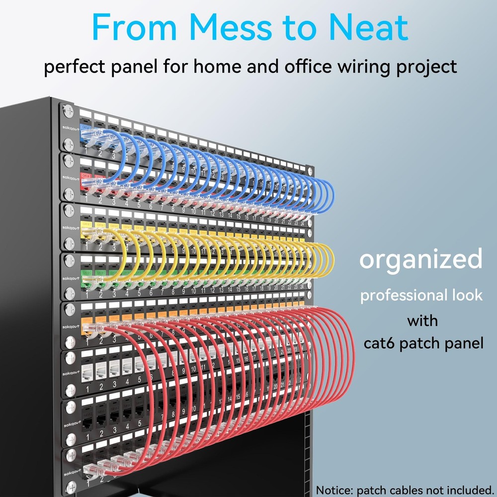 Patch Panel 24 Port Cat6 with Coupler Keystone, Cat6 Network Patch Panel 10G ...