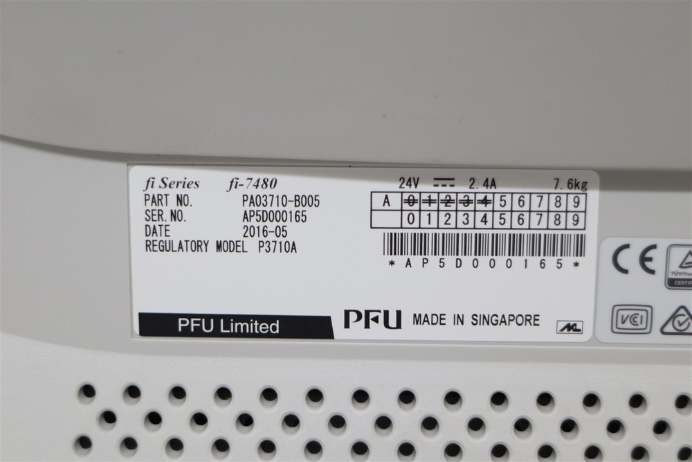 Fujitsu fi-7480 Document Scanner 600dpi Duplex ADF USB 3.0 Ethernet w/ Adapter