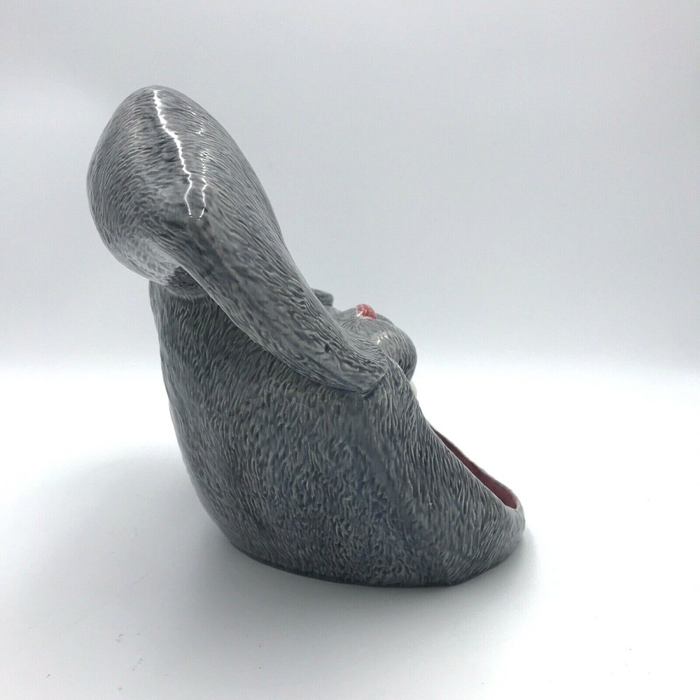 Crazy Rabbit Face Head Easter Dish Bowl Planter Server 9"