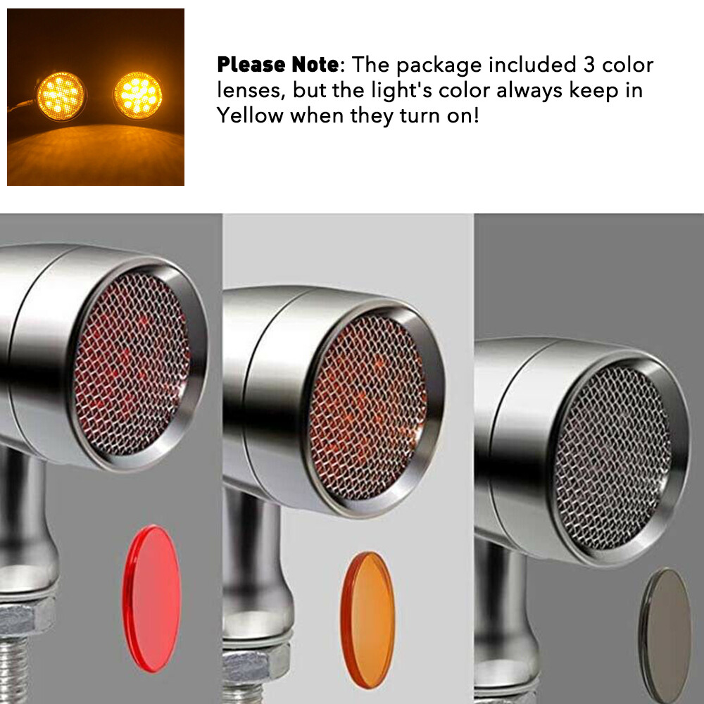 Chrome Motorcycle Bullet Amber Blinker Running LED Turn Signals Tail Rear Light