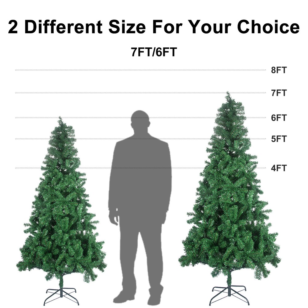 7Ft Prelit Christmas Tree Artificial Christmas Tree with 450 LED String Lights