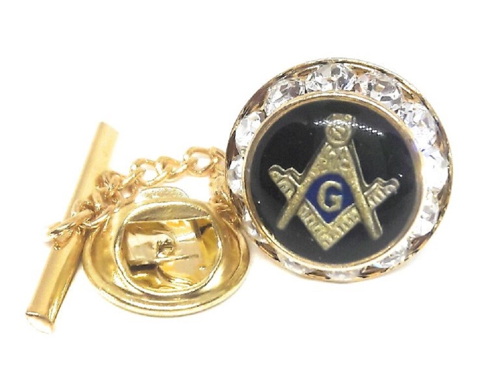 FREEMASON MASONIC CRYSTAL TIE TACK / LAPEL PIN
