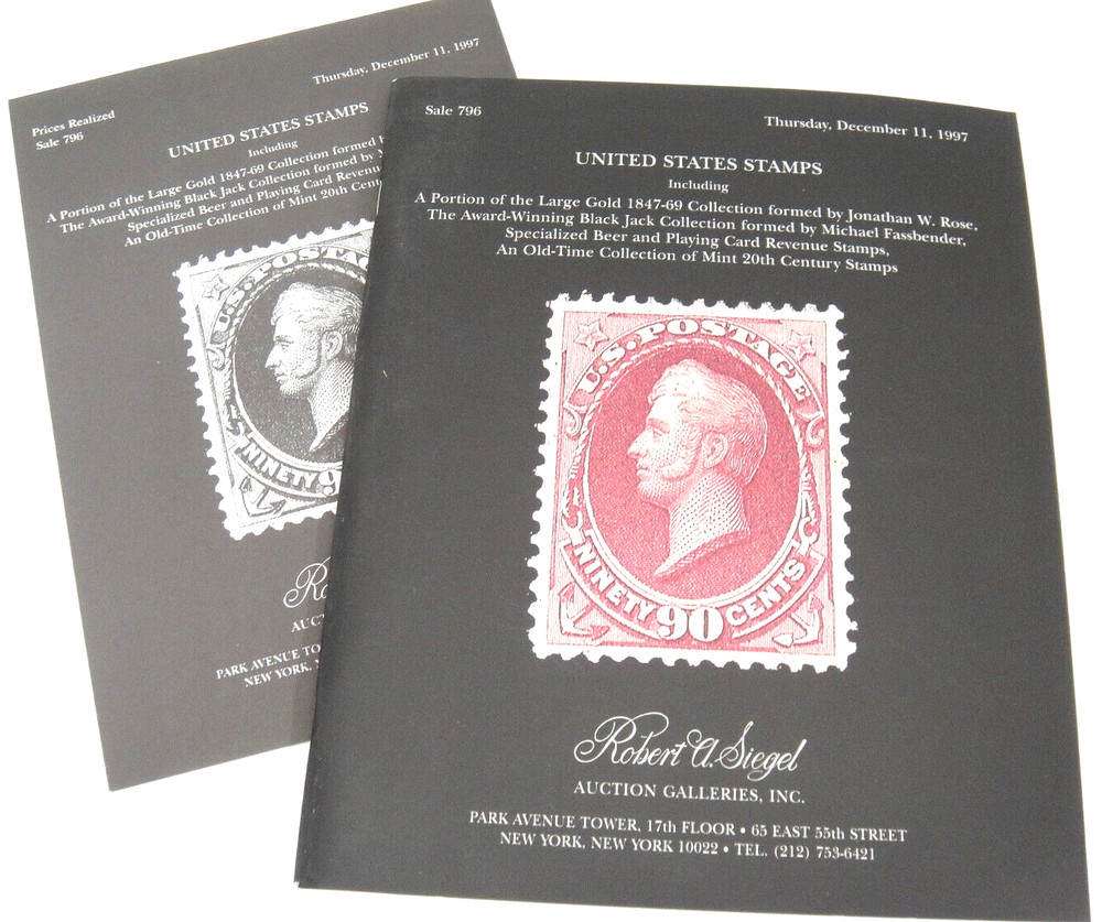 Siegel Stamp Auction Catalog 1997 Prices Realized Large Gold 1847-69 Black Jack