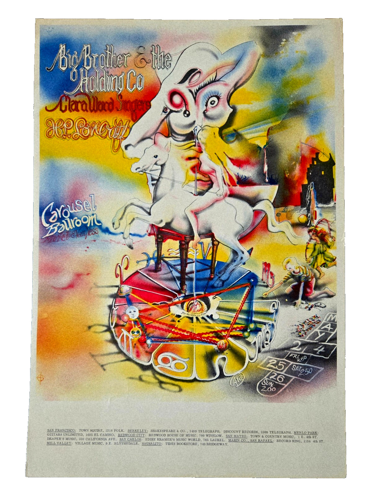 Janis Joplin Big Brother 1968 UNMARKED Carousel Ballroom AOR 2.164 HB Poster