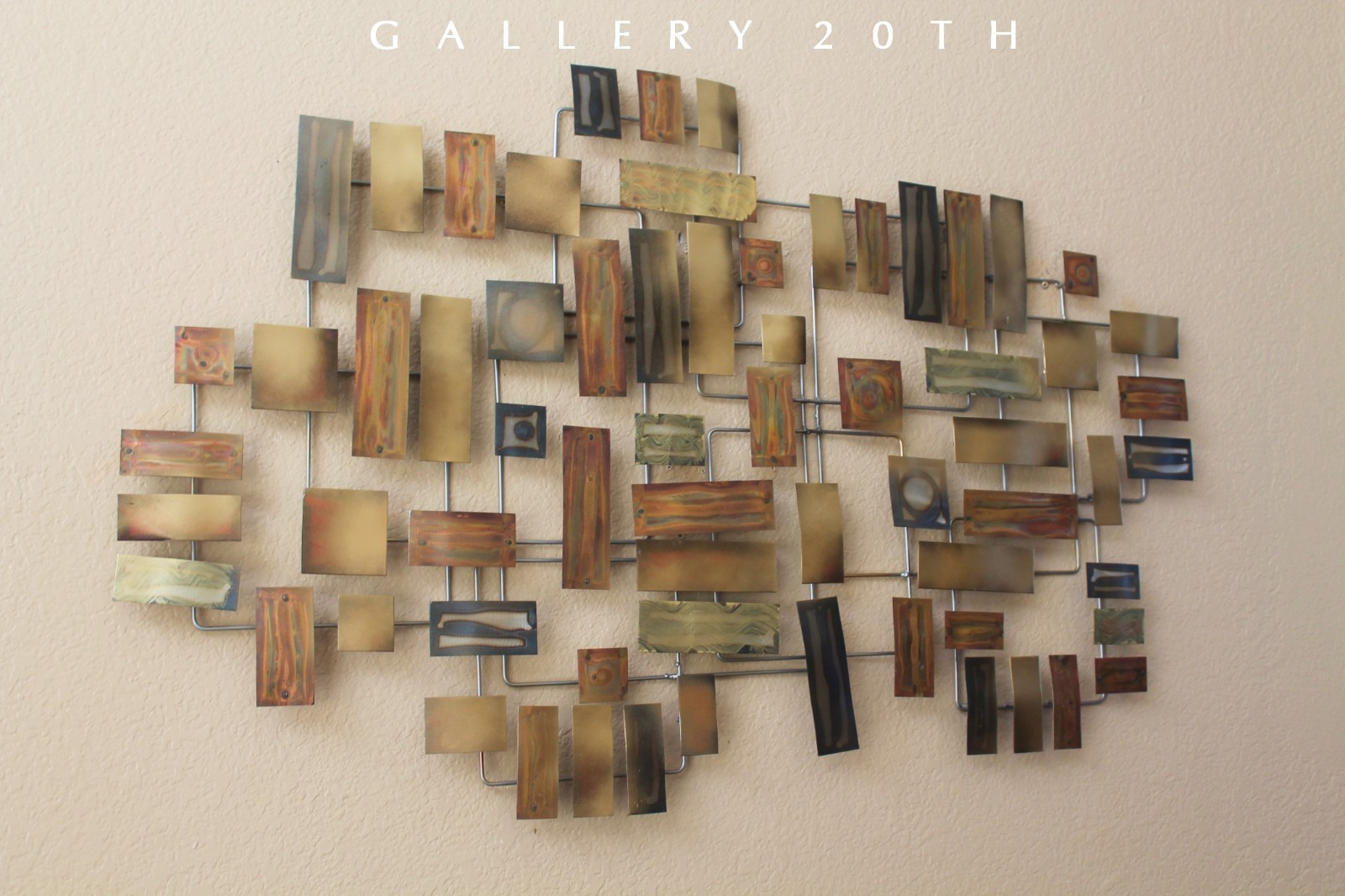 MONUMENTAL MODERNIST WALL SCULPTURE! BRUTALIST HANDCRAFTED METAL ART BRONZE ORIG