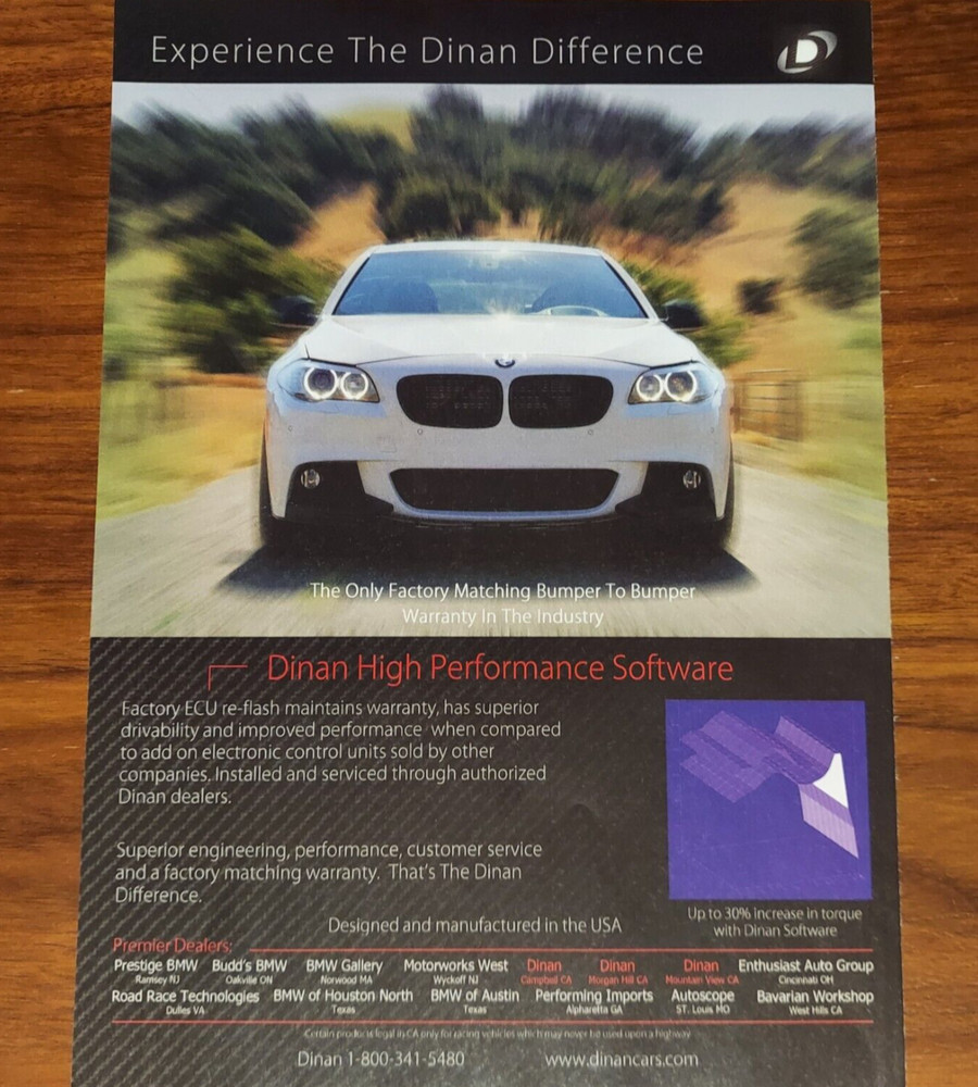 DINAN BMW PRINT AD MAGAZINE ADVERTISEMENT HIGH PERFORMANCE SOFTWARE