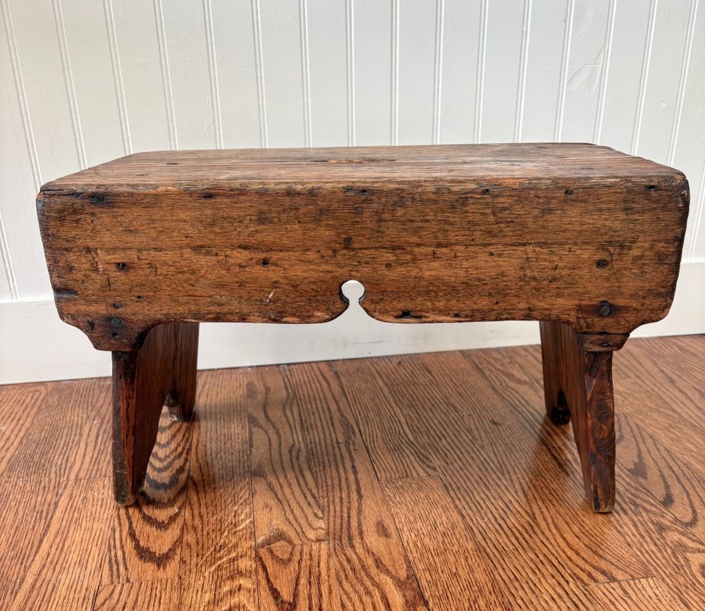 Antique French Pine Solid Wood Stool / Riser / Plant Stand 1920s