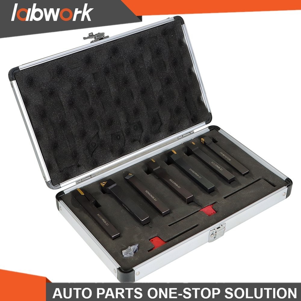Labwork 1/2" Lathe Turning Tools+Indexable Carbide Inserts With Storage Box 7Pc