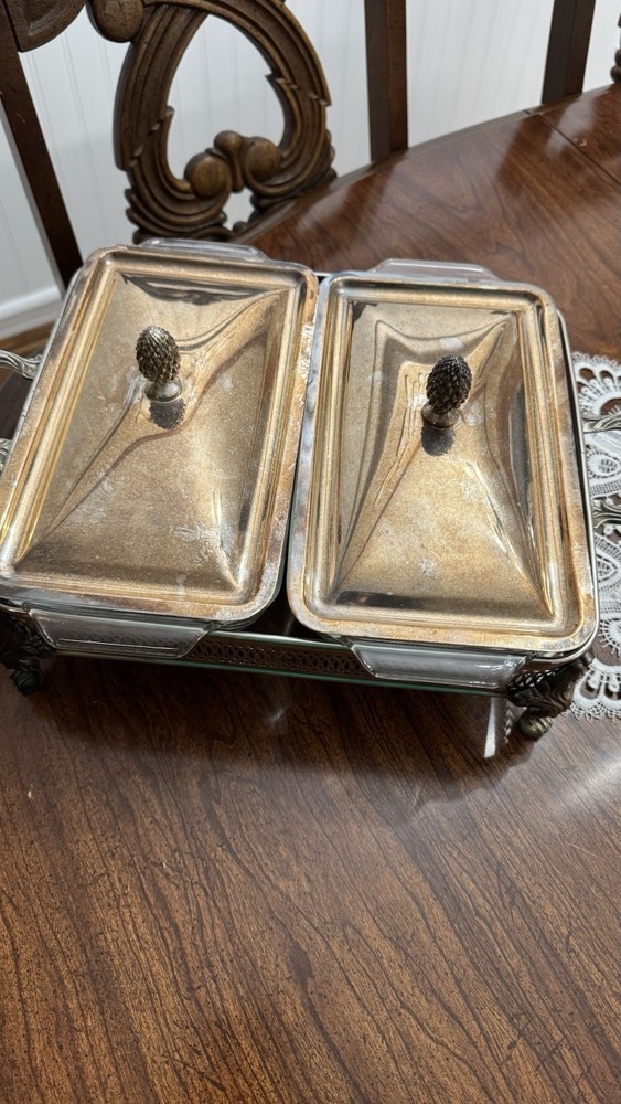 Vintage Silver Double Covered Server Silver