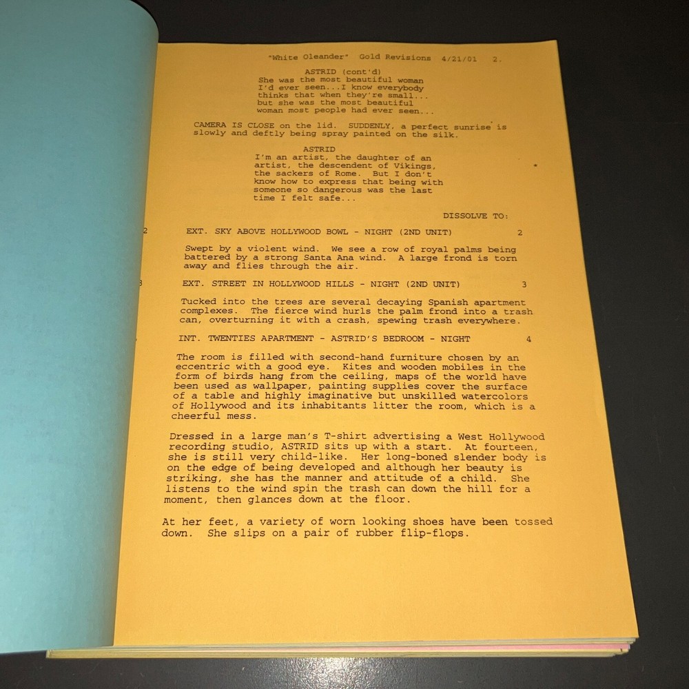 WHITE OLEANDER (4/21/01) Lohman/Pfeiffer/Wright / Kaminsky Rainbow Draft +COA!