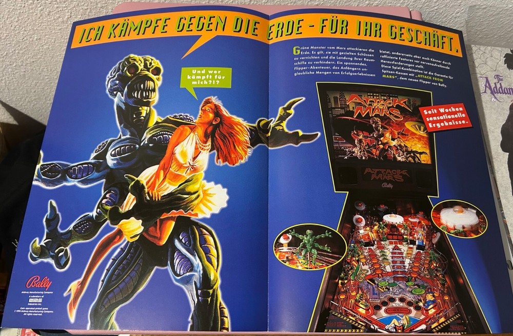 Bally Attack from Mars German Foldout Pinball Flyer