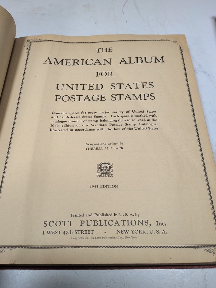 1943 The American Album For United States Stamps- Scott Stamp & Coin Co W Stamps
