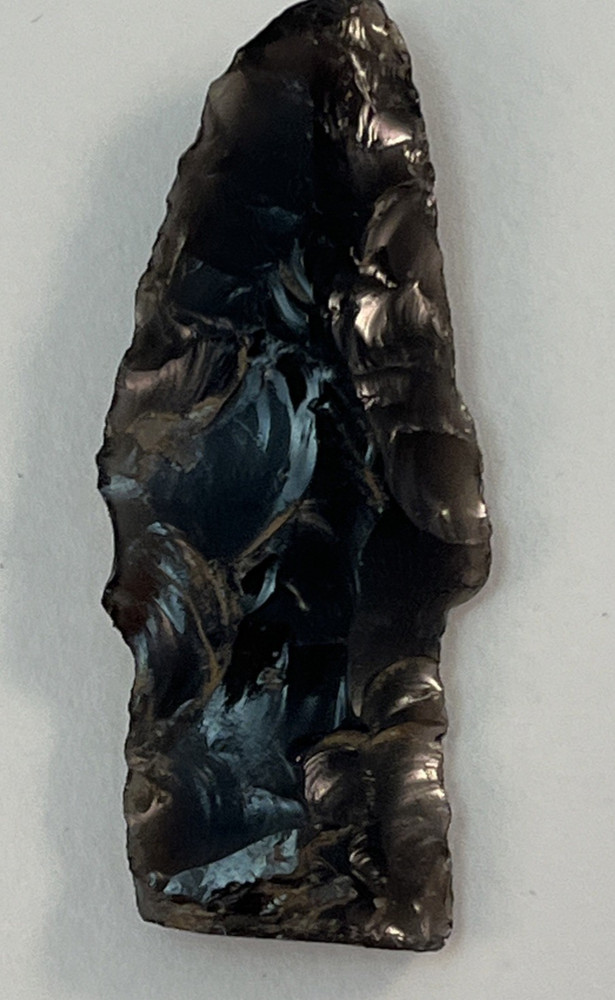 Obsidian Black Arrowhead Spearhead - Age Unknown