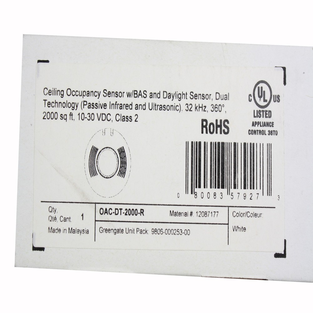 COOPER GREENGATE OAC-DT-2000-R MICROSET DUAL TECHNOLOGY CEILING OCCUPANCY SENSOR